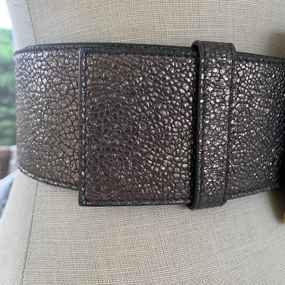 Yves Saint Laurent Gold Sparkly Wide Leather Belt main image 5